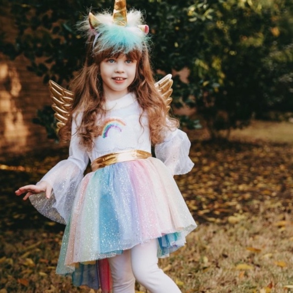 RAINBOW UNICORN GIRLS special play dress up outfit SZ LARGE perfect!